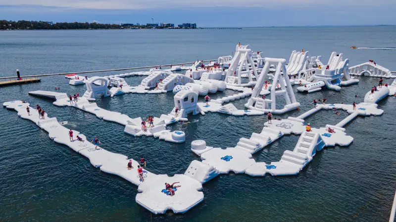 Aerial view of the Aqua Warrior water park